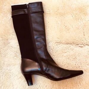 Anne Klein Black and Brown Heeled Boots